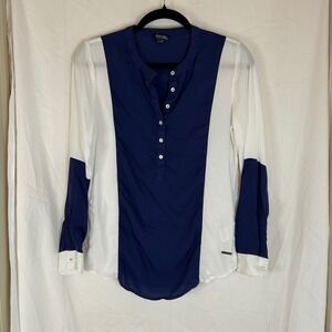 Being Human Womens Top Small Blue‎ White Long Sleeve Button Up Casual Shirt